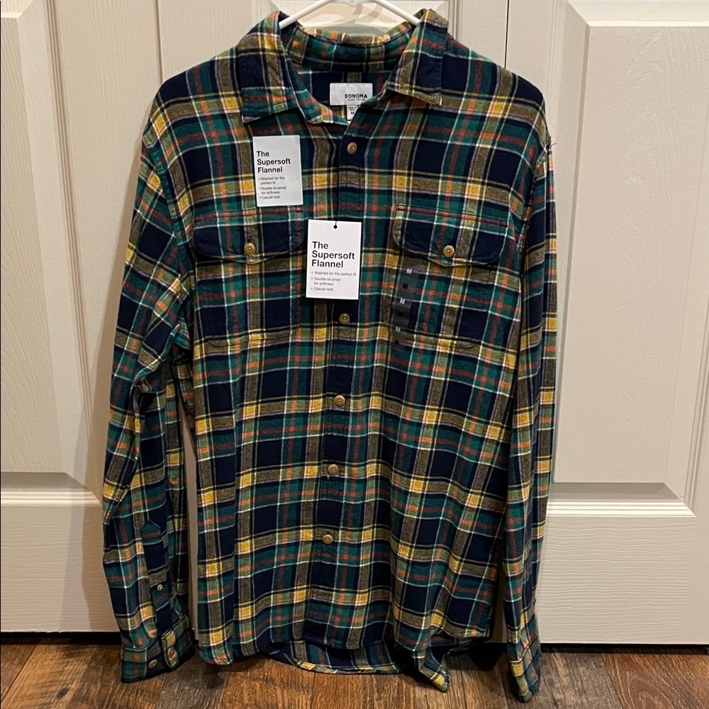NWT Sonoma The Supersoft Flannel Button Down Shirt - Men’s Medium